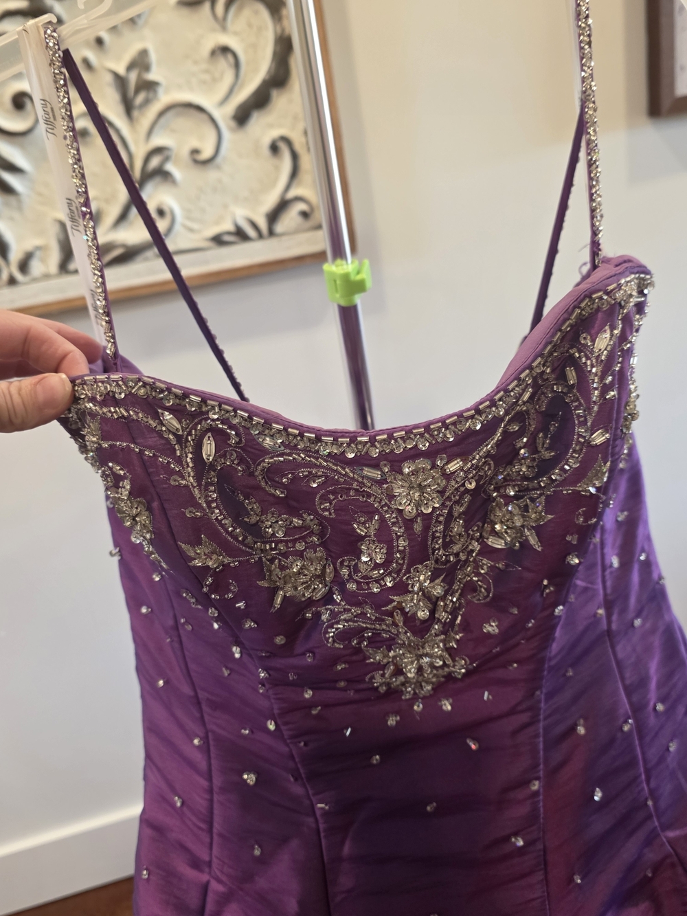 Tiffany Designs Size 14 Purple Beaded Corset Ball Gown Formal Prom/Pageant Dress - Picture 3 of 14
